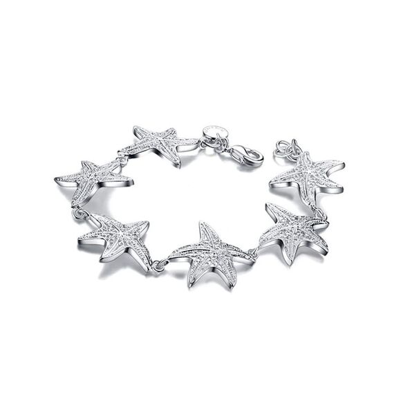 Sterling Silver Plated Starfish Link Chain Bracelet - Picture 3 of 3